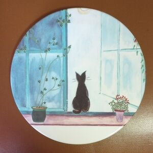 Vintage Italian Cat Decor Trivet. Blue White Black Green Red Pink White